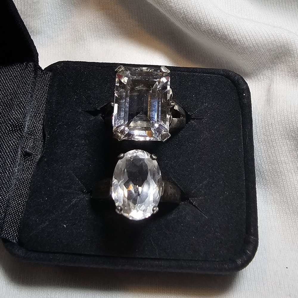 .925 Oxidized silver rings Quartz